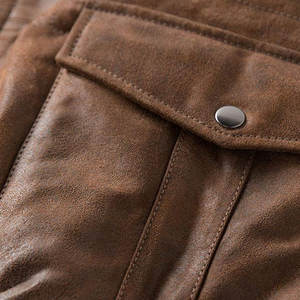 Chaqueta bomber de cuero para hombre, cazadora de invierno a la moda con cremallera para motociclista - Product Image 4