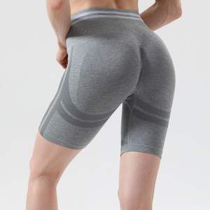 Pantalones cortos de motorista de compresión con logotipo personalizado, ropa deportiva de cintura alta para mujer, pantalones cortos de yoga para gimnasio, correr, levantar glúteos, pantalones cortos de ciclismo - Product Image 3