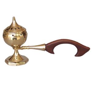 Quemador de resina de incienso de carbón de latón puro, Dhoop, Dhuni, Sambrani, Dhoop, con mango de madera, para oficina en casa - Product Image 5