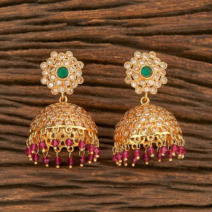 Boucles d'oreilles Jhumki antiques en plaqué or, livraison gratuite, 16667 - Product Image 2