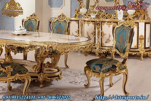 Ensemble de table à manger moderne en teck massif sculpté de luxe, design royal indien, meubles de décoration intérieure durables - Product Image 4