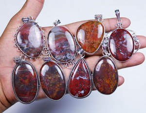 Pendentif de créateur plaqué argent de style bohème pierre précieuse d'agate de racine de prunier rouge naturelle pour enfants - Product Image 3