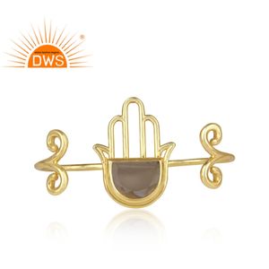 Bijoux pour femmes en Quartz fumé naturel, fabrication de pierres précieuses, argent 925, Double doigt - Product Image 2