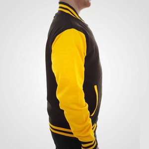Black Varsity Jacket with Yellow Sleeves College Letterman Style Baseball <b>Top</b> Winter Casual Clothing Quick Dry Windproof Unisex - Product Image 4