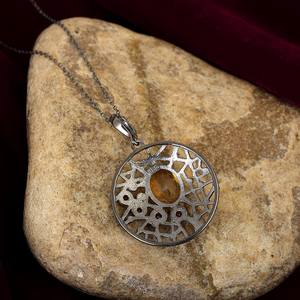 Colgante redondo de Plata de Ley 925 con gema granate para mujer, joyería de lujo para boda - Product Image 4