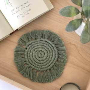 Taza de café de macramé con estilo bohemio de la mejor calidad, alfombrilla para bebidas, posavasos decorativos de mesa hechos a mano con borlas para decoración del hogar - Product Image 1