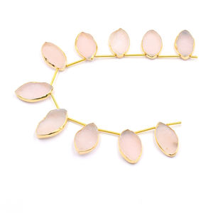 Bisel plateado de plata con forma de marquesa, color rosa, 23 a 25 MM, lado superior, perforado, 10 cuentas - Product Image 6