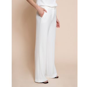 Pantalones elegantes anchos de la mejor calidad italiana, 100% italianos, con bolsillos franceses, para mujer de cintura alta. Para fiestas - Product Image 6
