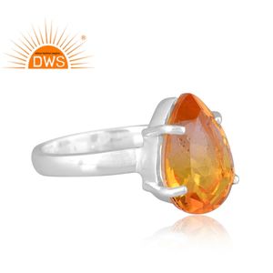 Anillo Apilable de Plata de Ley 925 Hecho a Mano con Morganita Natural y Cuarzo Doble, Fabricante de Joyería - Product Image 3