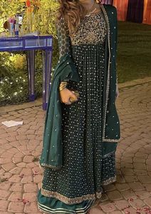 ชุดเดรสยาวลากพื้นสวยงานปักลูกปัดแก้วคริสตัล DABKA ใส่ไปงานเลี้ยงแต่งงาน @ 2022 - Product Image 2