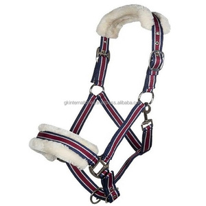 Cabestrillo de nailon 100% poliéster hecho a mano, con relleno de lana suave, visón, banda para la nariz y casco, hardware plateado fuerte - Product Image 2