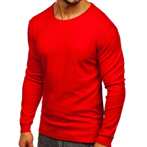 Camiseta de manga larga para hombre, 95% algodón, 5% poliéster, camisetas deportivas lisas con cuello redondo, tela tejida con estampado de gráficos personalizados - Product Image 6