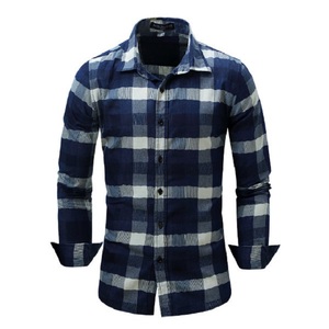 Personnalisé hommes Slim Fit à manches longues grande taille décontracté affaires mode chemises habillées avec tissu en coton imprimé à carreaux pour l'été - Product Image 1