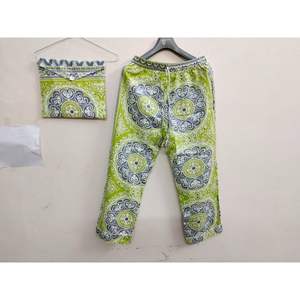 New Indian Handmade Organic Cotton Plus Size <b>Women's</b> Floral Printed <b>Pajama</b> Set Round Neck <b>Summer</b> Sleepwear - Product Image 4