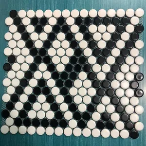 Классический дизайн, Пенни, круглая черная глянцевая и матовая фарфоровая мозаичная плитка, декоративная