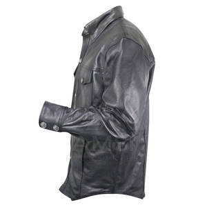 Camisas de manga larga informales de talla grande para hombre de diseño personalizado, técnicas antiarrugas teñidas lisas con cuero a cuadros - Product Image 3