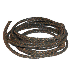 Cordón de Cuero Trenzado Redondo de 2.5mm-4mm en Gris, con Logotipo Personalizado, para Fabricación de Joyería, Manualidades y Accesorios - Product Image 1
