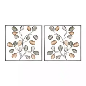 Nouvellement Style fer 3D maison mur cadre Art feuille bouquet Design haute qualité fabriqué à la main en métal décoration murale pour tous les types de décoration murale