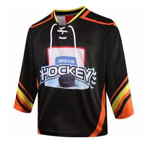 Maillot de hockey sur glace 100% polyester, technique de sublimation pour adultes et nom d'équipe OEM, design personnalisé, nouveauté - Product Image 1