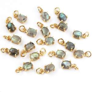 Pendentif Labradorite Forme Ovale Or Vermeil Prong Set pour Fêtes - Product Image 2
