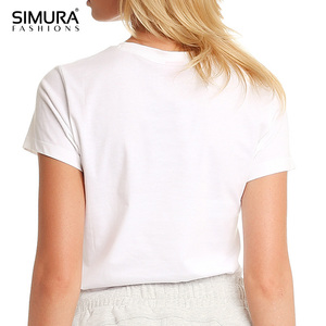 SIMURA FASHIONS Camiseta de Algodón para Mujer, Estampado Personalizado, Cuello Redondo, Manga Corta, Estilo Casual, Corte Regular, Talla Adulto - Product Image 6