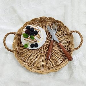 Bandeja de servicio de ratán Premium con asas de gran tamaño, perfecta para vajilla y utensilios de cocina para restaurantes - Product Image 5