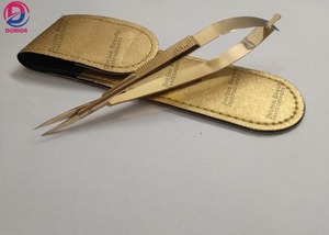 Ciseaux à cils et à sourcils plaqués or, en acier inoxydable, ciseaux à ressort pour manucure, logo personnalisé, ciseaux pour tailler les sourcils - Product Image 3