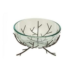 Bol décoratif en aluminium et en verre pour aliments Bol pour aliments de qualité supérieure de forme ronde et de taille personnalisée à vendre - Product Image 3