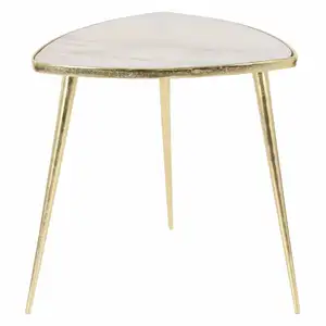 Metal & Marble Top coffee tables Round 3 Legs Coffee Table Golden with White Top Arrival Simple Design Three Tier Side Table