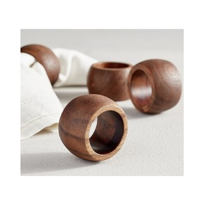 Ustomized-Soporte de anillo de servilleta de madera, anillo de servilleta de forma redonda para hotel, pieza de embalaje individual - Product Image 2