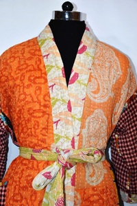Veste kimono matelassée à succès, couleur orange, kimono fait main, manteau d'hiver extravagant, style décontracté, robe pour femmes - Product Image 2