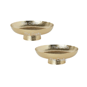Juego de cuencos para servir de color dorado martillado de latón de dos cuencos para servir alimentos de tamaño personalizado de forma redonda a buenos precios - Product Image 1