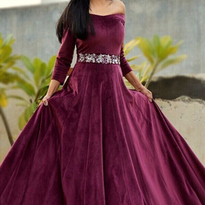 --DESIGNER--BEAUTIFUL--DECENT-EMBROIDERY ON FLOOR-LENGTH DRESS-FOR Party-wear-dress with applique work for Party/ Wedding =2021. - Product Image 1