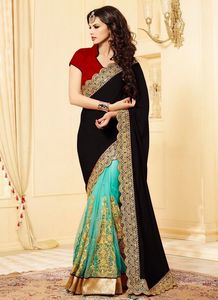 Ropa de fiesta con bordado pesado, saree de red con blusa, pieza india, venta al por mayor, surat - Product Image 6