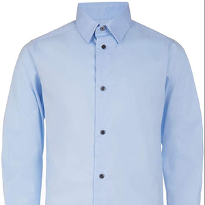 Vestido ajustado de manga larga para niños, camisa de estilo con puños abotonados y dobladillo de camisa, 100% algodón - Product Image 1