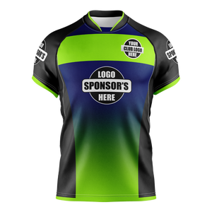 Nuevo Diseño de Camiseta de Rugby con Diseño Sublimado en Negro y Verde, Conjuntos Transpirables de Secado Rápido, Antibacterianos, con Logotipo y Talla Personalizados - Product Image 1