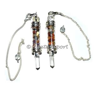 Pierre Semi-Précieuse Artisanat chakra bouteille Chips 3pcs Pendules avec chaîne - Product Image 1