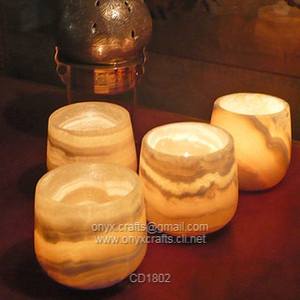 Portavelas votivo en forma de recipiente de piedra de ónix para decoración del hogar - Product Image 2