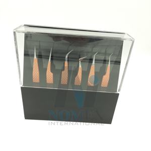 แหนบต่อขนตาสแตนเลสสีน้ำตาลนู้ดที่จับที่แข็งแรงปลายแหลมไฟเบอร์ปรับแต่งสีได้ตามต้องการ - Product Image 4