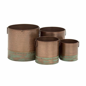 Nouveau Pot de fleur de forme ronde galvanisé de qualité Standard avec support pour jardin extérieur salon utilisation décorative prix attractif - Product Image 3