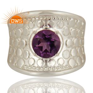 Bague en argent améthyste fait à la main, pierre précieuse, accessoire de conception de bijoux - Product Image 2