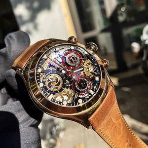 Montres de sport pour hommes Reef Tiger avec cadran squelette chronographe Date trois compteurs <span class=keywords><strong>montre</strong></span> en acier lumineuse RGA792 - Product Image 2