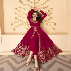 Traje de diseñador indio con bordado de zorros, traje de Georgette salwar con dupatta para mujer, colección exclusiva 2023