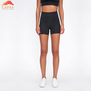 Custom Logo Polyester High Elastic Waist Solid Wideband Waist Sports Shorts Women Fitness Gym Yoga Shorts - Product Image 3