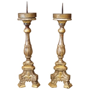 Bougeoirs florentins en bois doré Nouveau design Bougeoir fantaisie Décoration de maison et d'hôtel de luxe Métal en laiton Bougeoir - Product Image 1
