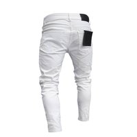 Jeans Slim déchirés pour hommes, pantalon décontracté, Stretch et moulant, avec trous à fermeture éclair, pantalon de broderie, collection