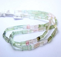Perles en forme de tube de tourmaline de melon d'eau naturel 8 pouces de qualité rare