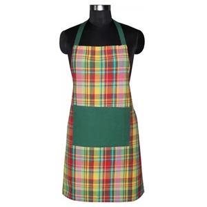 Striped checked green kitchen <b>cooking</b> apron 100% Organic Cotton GOTS Certified - Product Image 1
