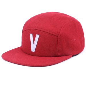 Gorra de béisbol de tela vaquera Melton unisex de 5 paneles al por mayor, ropa informal de tela impermeable de alta calidad, sombrero rojo deportivo para niños - Product Image 3