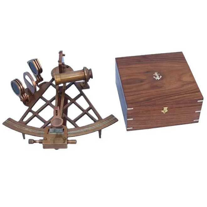 Productos de latón náutico sextante con caja de madera, fabricante, los más vendidos